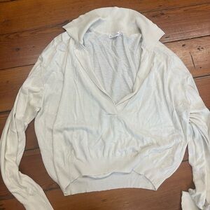 Good American Cream V-Neck Sweater